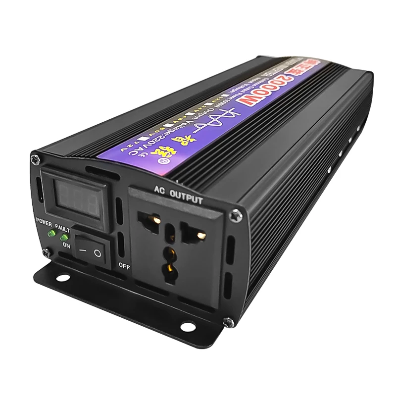 2000W Pure Sine Wave Inverter DC 12V 24V To AC 220V 50Hz 60Hz Continuous Power 1000W Solar Energy Converters Voltage Transformer