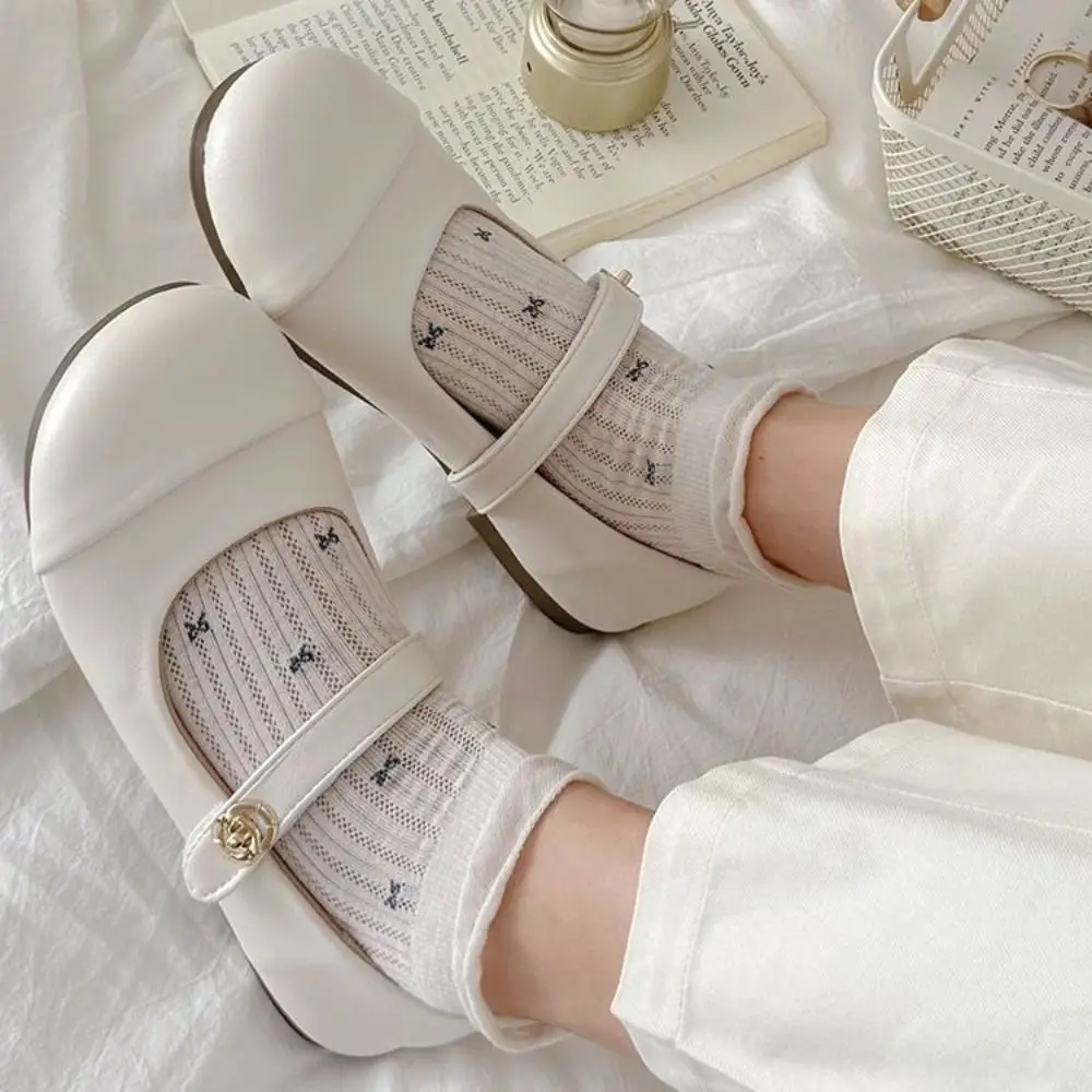 

5Pairs Cute Mesh Bow Short Socks Ruffle Breathable Sweet Ankle Socks Ballet Style Female Hosiery Tube Socks Women Girl