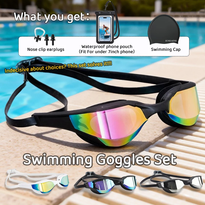 

Professional Racing Swimming Goggles Set - Plating ,Competition Anti-Fog Glasses, UV Protection,Waterproof, Outdoor Eyeglasses