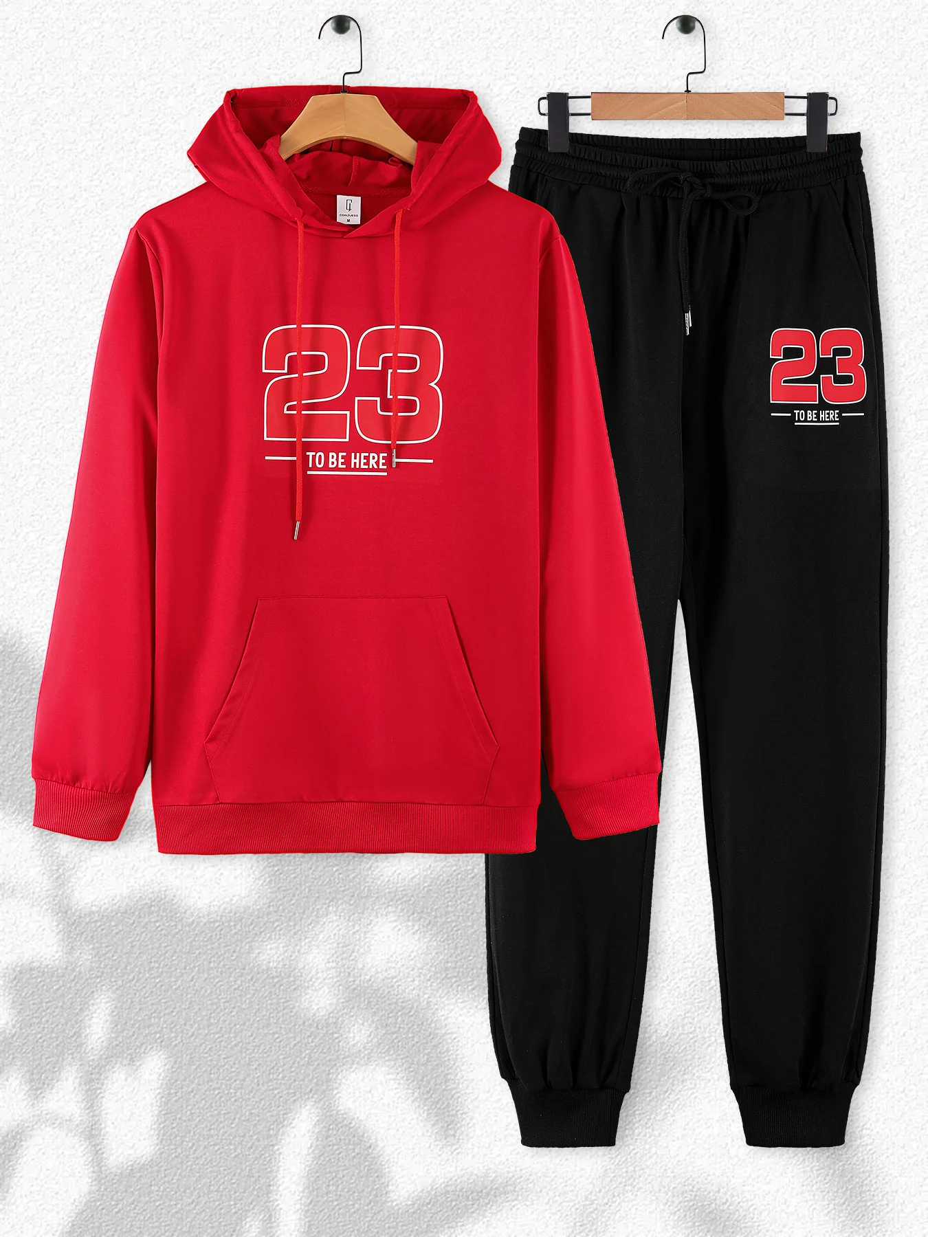 

Men's Red & Black Color Block Number 23 Tracksuit Set 2 Piece Hoodie Sweatshirt & Jogger Pants Casual Outfit