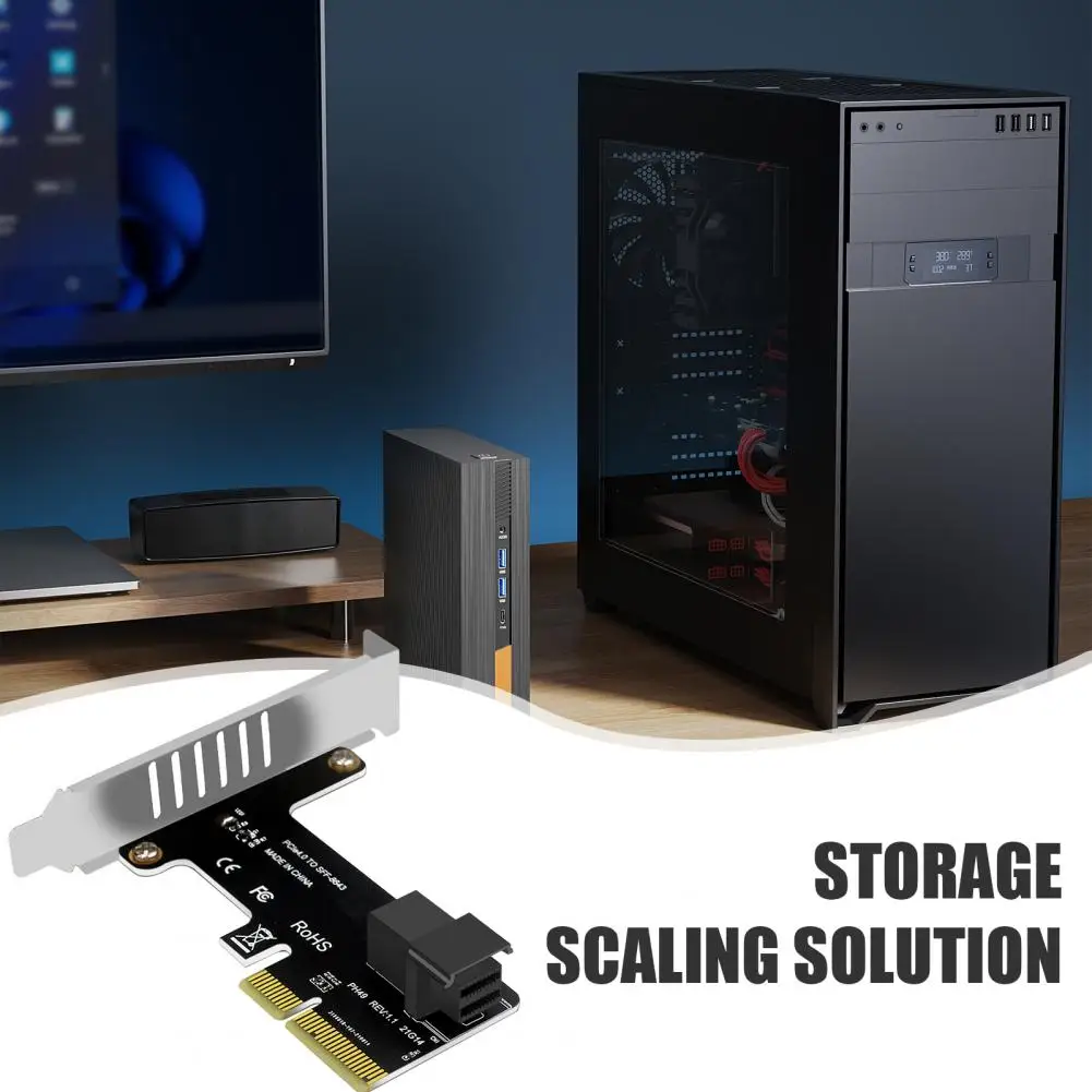 بطاقة توسيع Pcie محول الطاقة بطاقة توسيع Pcie X4 إلى Sff8643 عالية السرعة لمحول U2 Nvme Ssd الناهض العالمي