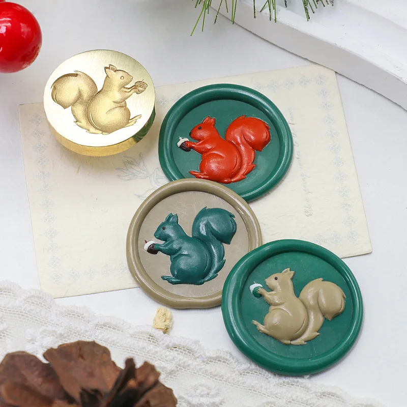 3D Embossed Wax Seal Stamp Christmas/Snowy House/Tree/Squirrel For A Copper Head Envelopes Wedding Invitations Scrapbooking