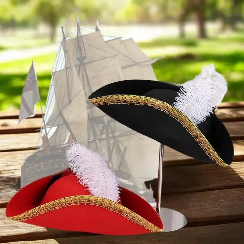 Retro Kreatywne Pióra Kapelusz Piracki Cosplay Kapelusz Piracki Kapitański Kapelusz Halloween Karnawał Impreza Kostium Rekwizyty Prezenty Świąteczne