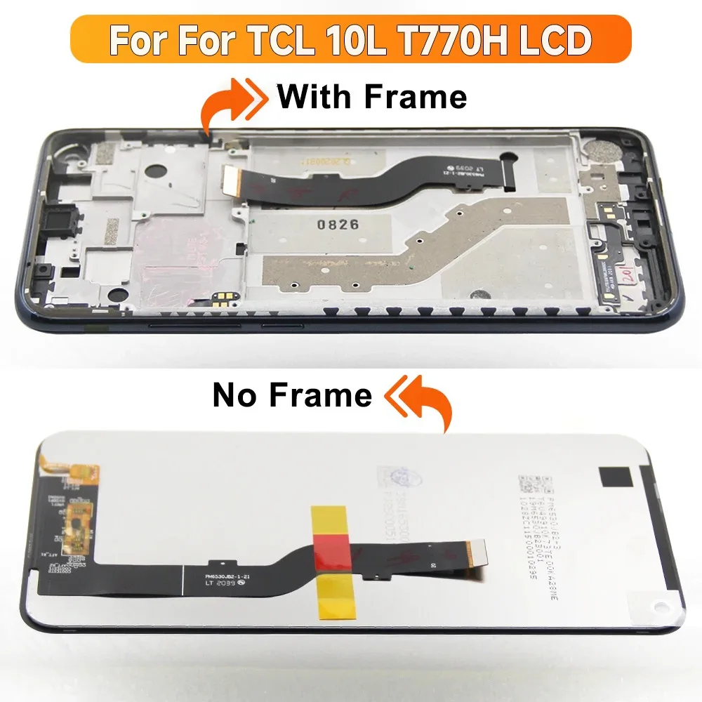 6.53\'\' Display For TCL 10L LCD TCL 10 Lite T770H T770B LCD Display Touch Screen Digitizer Assembly With Frame Spare Repair Parts