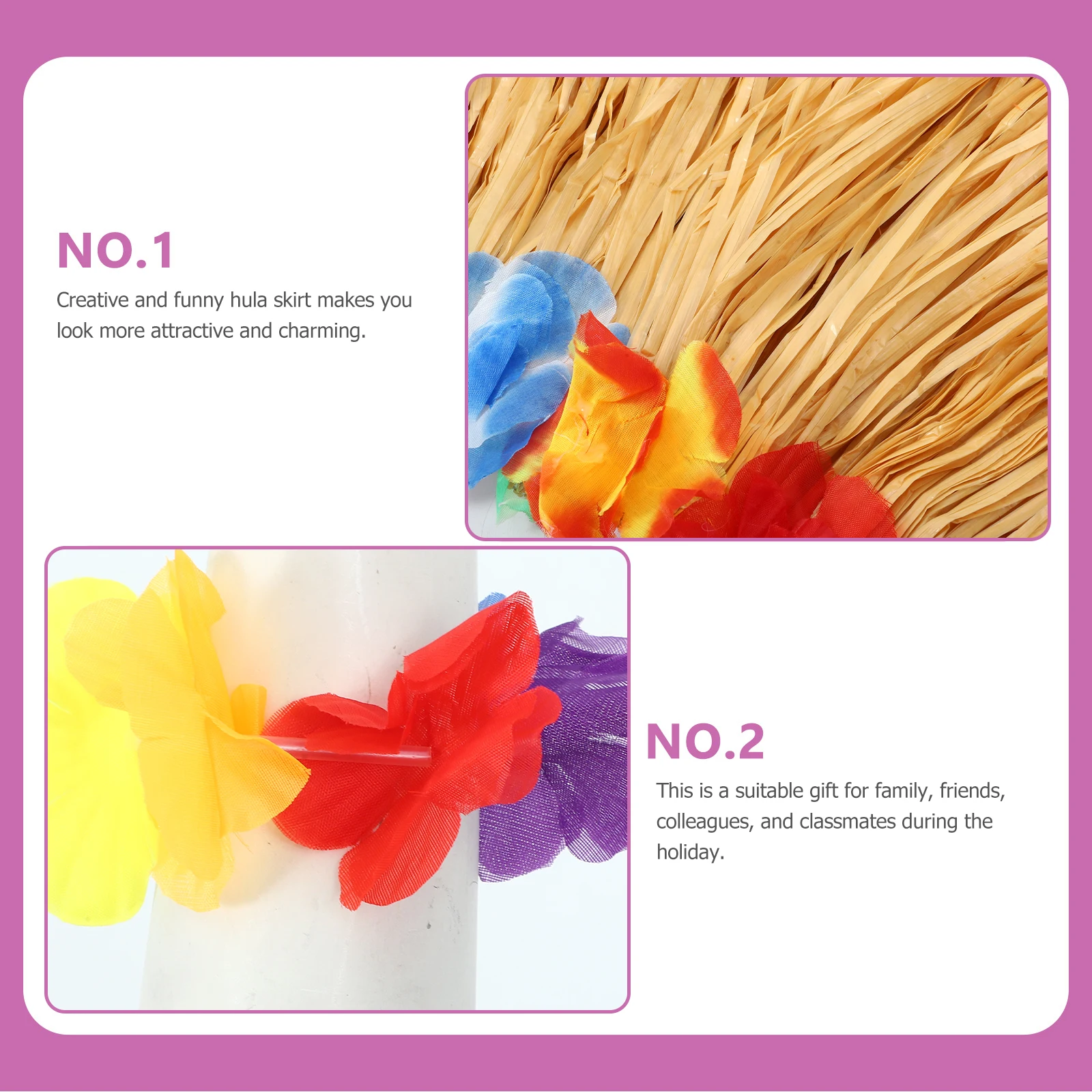 

2 set 2 Sets Hawaii Skirt Garland Grass Straw Colorful Women Costume Luau Party Beach Wedding Decorations Outfit