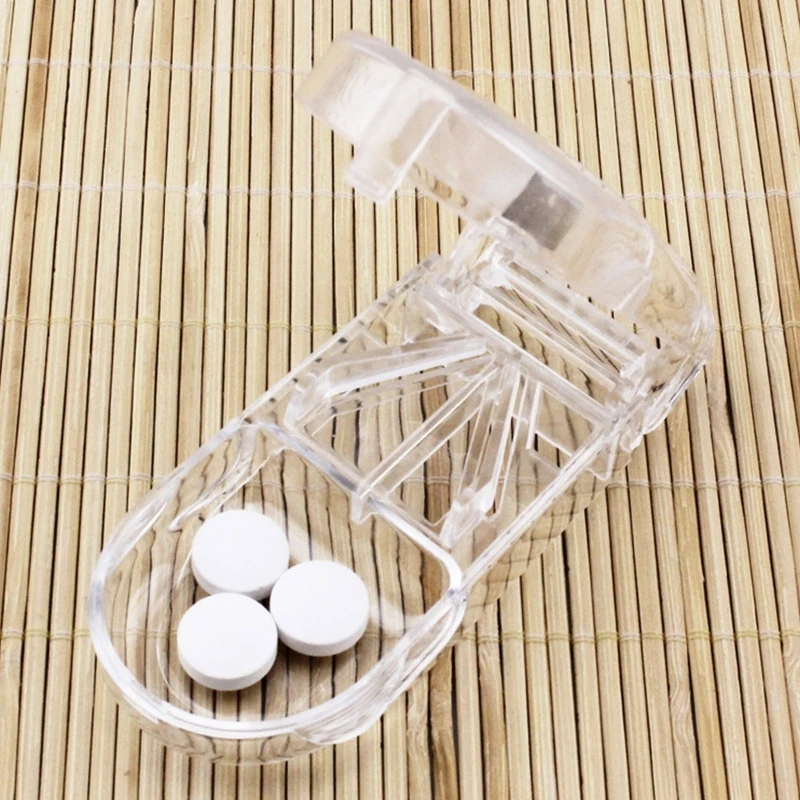 2024 New Pill Caplets Medicine Dose Tablet Cutter Compartment 3 Grids Storage Box for Home Office Outdoor Portable Medicine