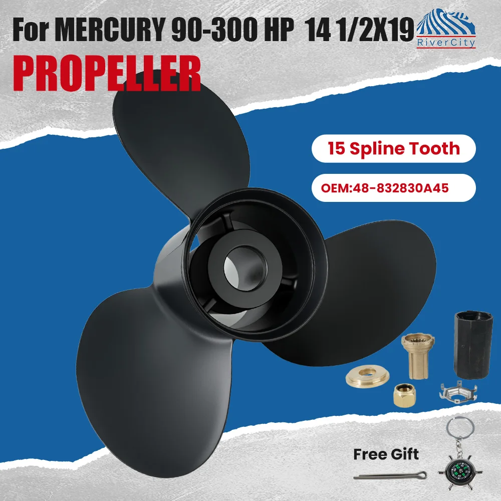Boat Propeller 14 1/2x19 For Mercury 135HP 175HP 225HP 250HP Outboard Screw Boat Motor Aluminum Propeller 3 Blade 15 Spline