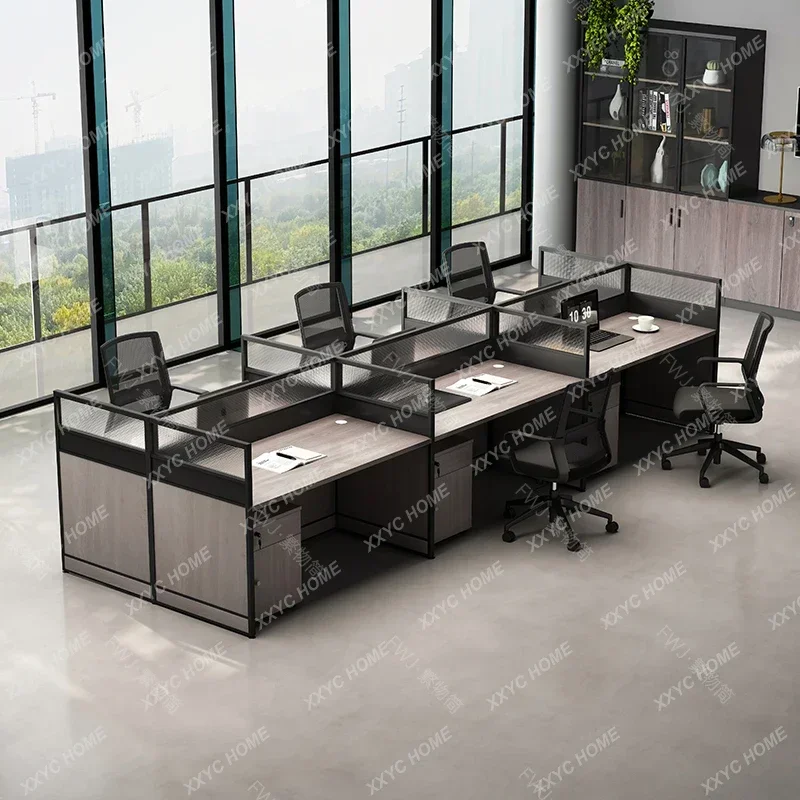 Office desk and chair combination simple modern double four-person workstation staff table six-person screen office booth