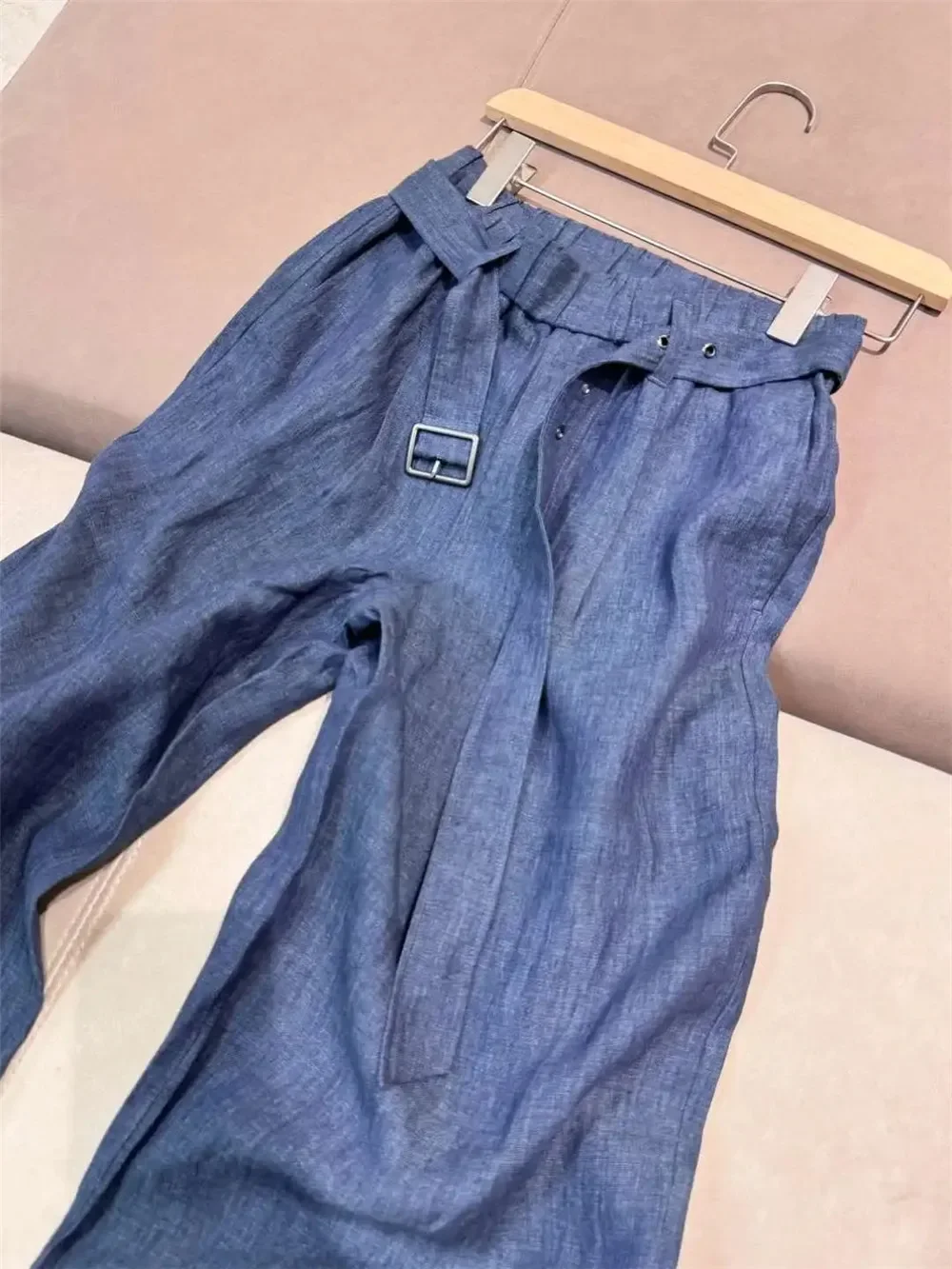Frühling 2025, Damenhose mit weitem Bein, hohe Taille, gerade, lockere Modehose