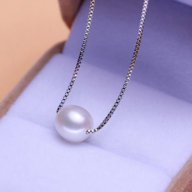 Real 925 Silver Black Pearl Pendants For Women,freshwater Natural Pearl Necklace Bridesmaid Girls Wedding