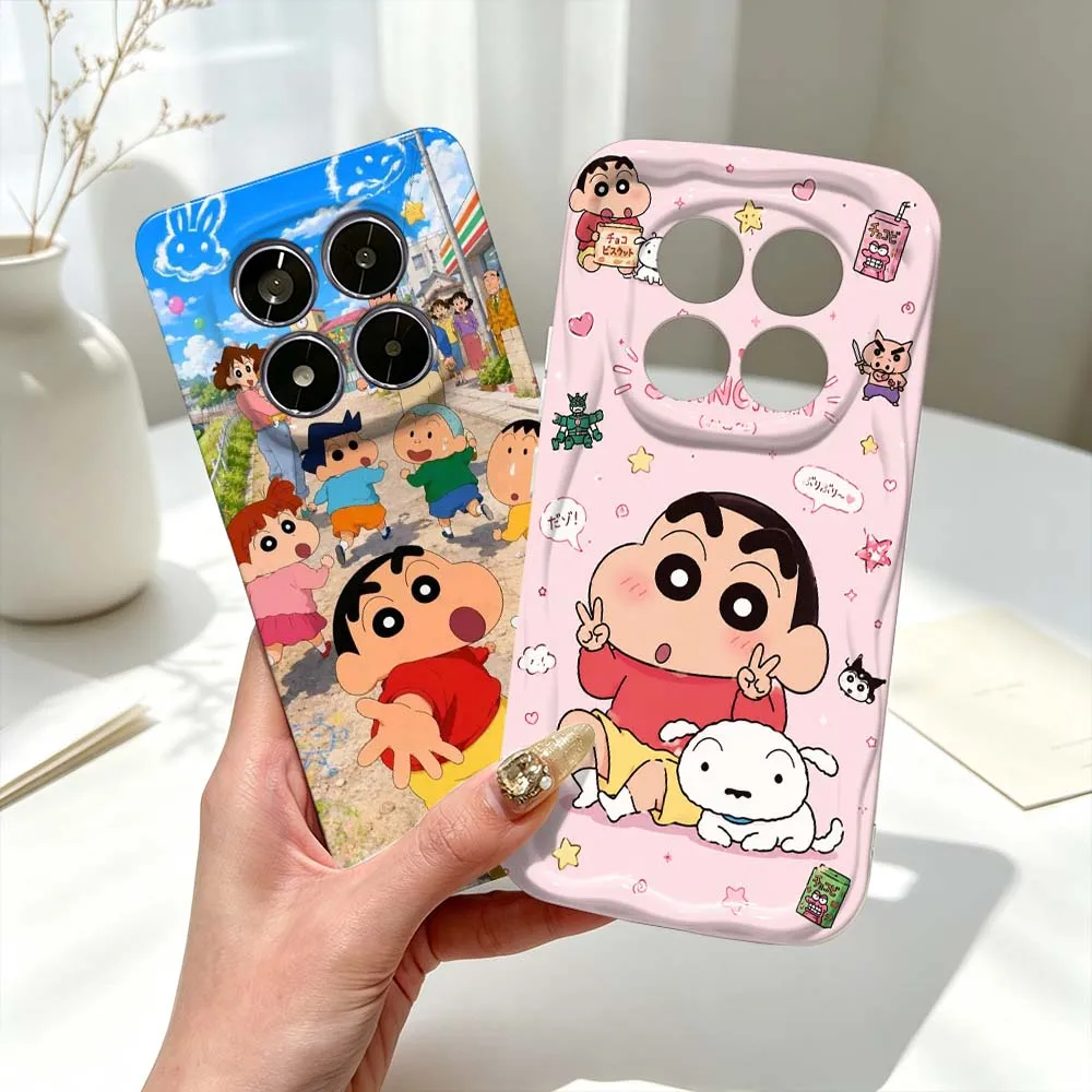 Crayon Shin-Chan Deluxe ‌   Pour Xiaomi Poco M8 M7 M6 M5s M4 F8 F6 F5 F4 X7 X6 X5 Pro Feilini Coque Rigide Ondulée Effet Huile Coque Souple