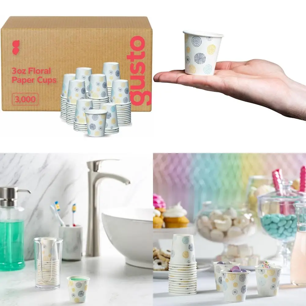 

Одноразовые мини-бумажные стаканчики, 3 унции. Чашки для полоскания рта, цветочный дизайн, футляр из 3000 маленьких чашек для ванной комнаты