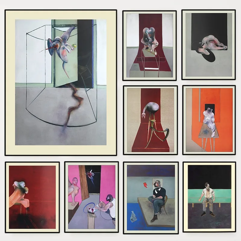 Francis Bacon Triptych Study From The Human Body Artwork Poster Vintage Canvas Painting Wall Art for Living Room Home Decoration