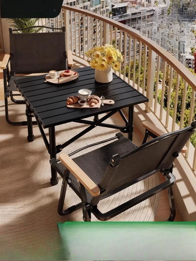 طاولة جانبية للشرفة، طاولة قابلة للطي، طاولة صغيرة محمولة في الهواء الطلق، معدات التخييم والنزهة، طاولة وكراسي قابلة للطي