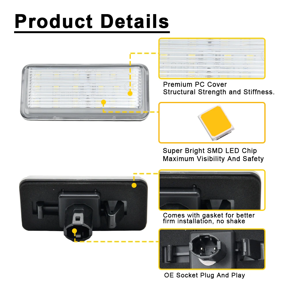 For Toyota Land Cruiser 100 120 Prado Land Cruiser 200 Reiz 4D Mark X 2pcs Error Free LED Car Number License Plate Light