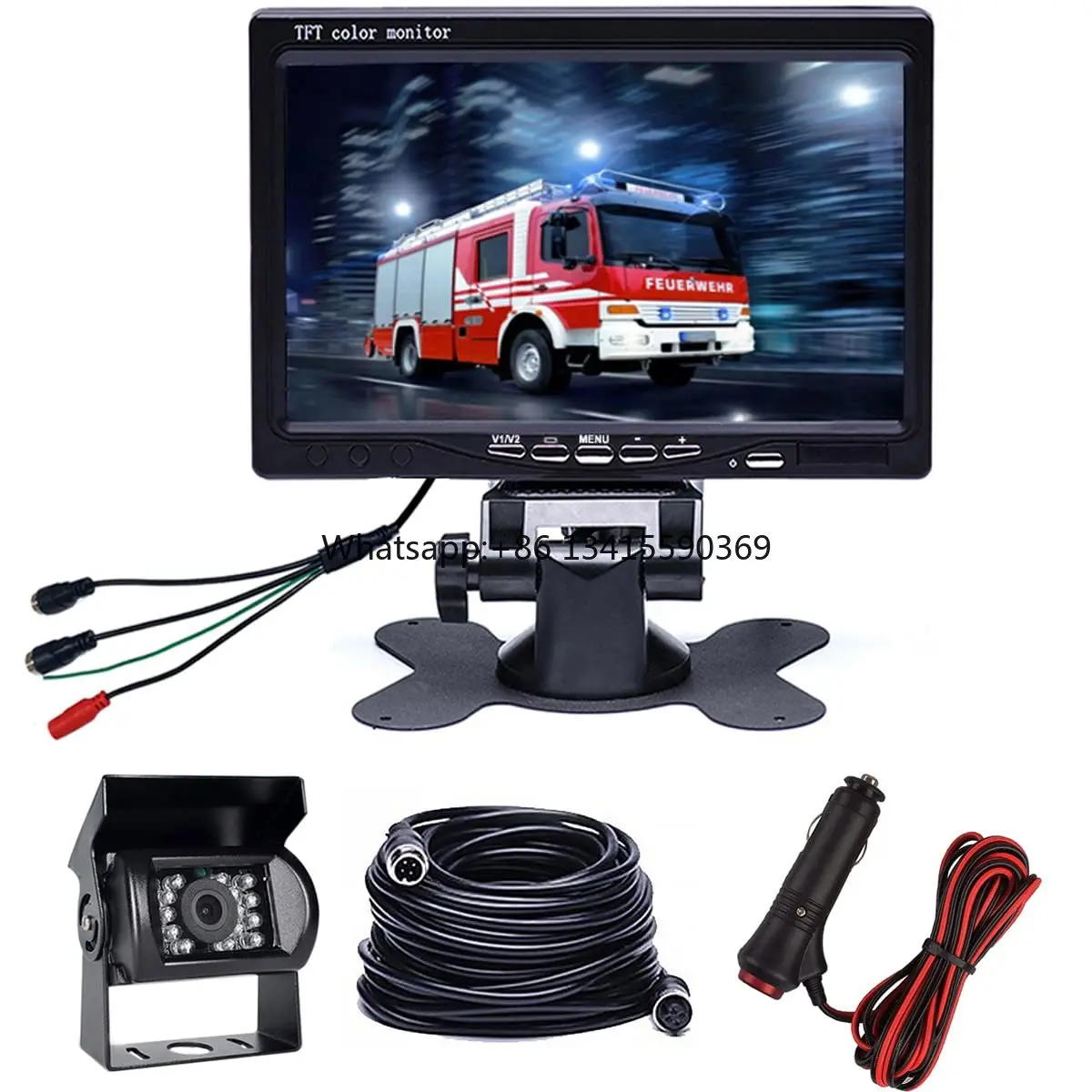 

7 Inch Waterproof Reverse Camera Parking Reversing System 18 IR LED Night Vision Backup Rearview Monitor for RV Bus Truck 1 Year