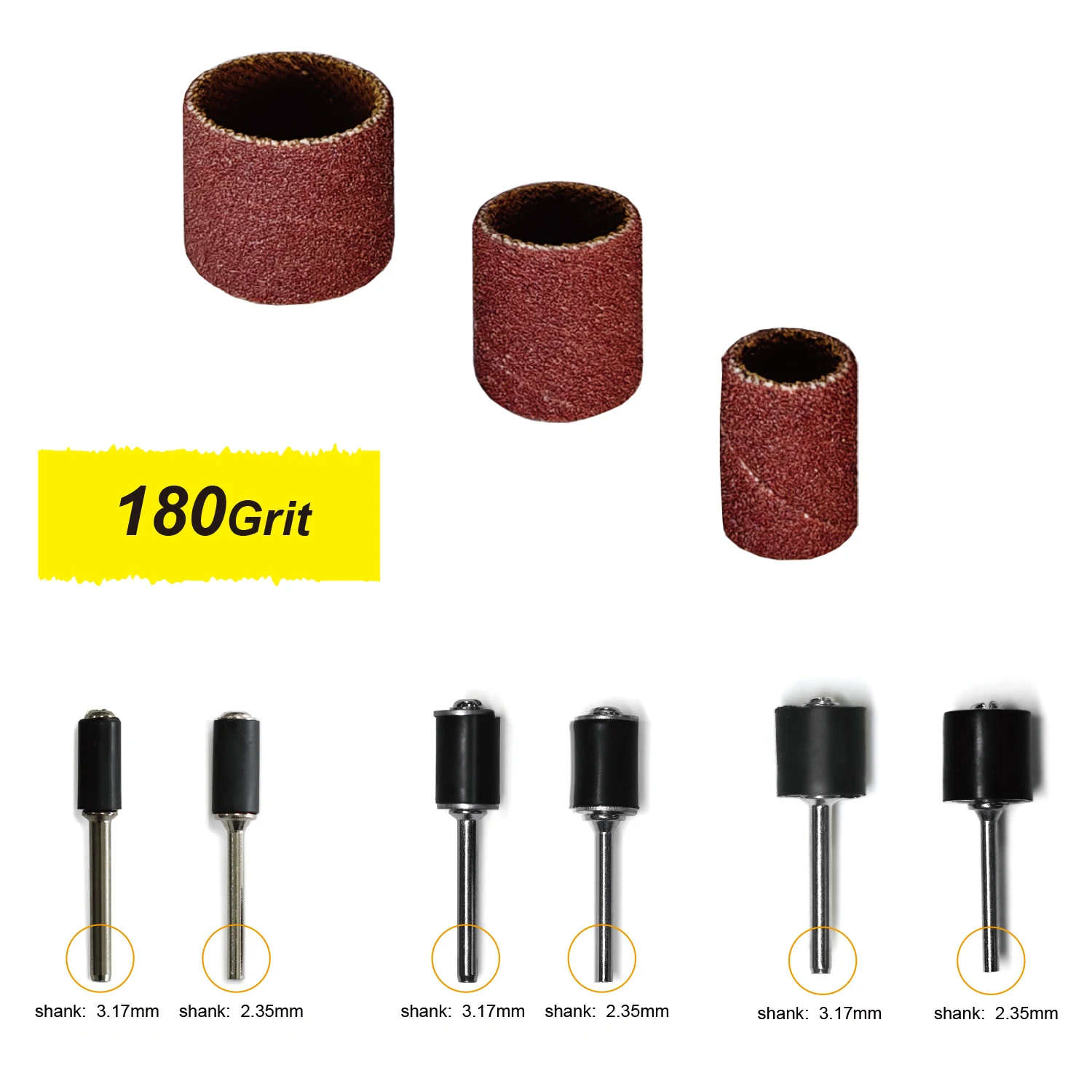 Sanding Drum Kit 258pcs Sanding Bands 180 Grit with 2.35mm 3.17mm Sanding Band Mandrel For Dremel Rotary Tools Polishing