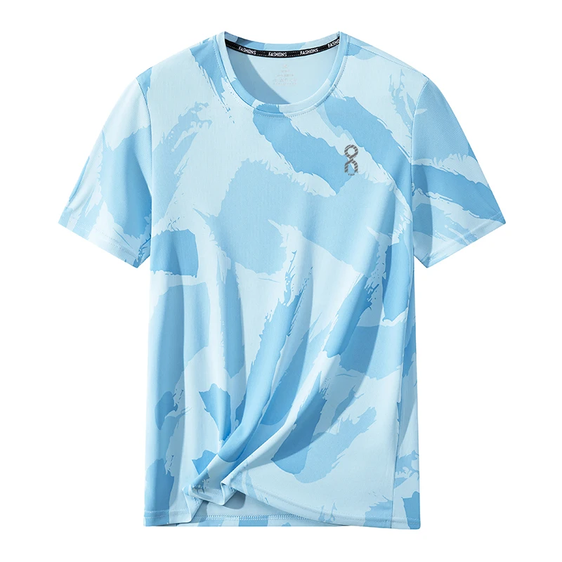 

Qui Dry Breathable Ice Silk ort Sve T-irt Men's Casual Fitn Running Outdoor Climbing Hanfu Sportswear round Ne