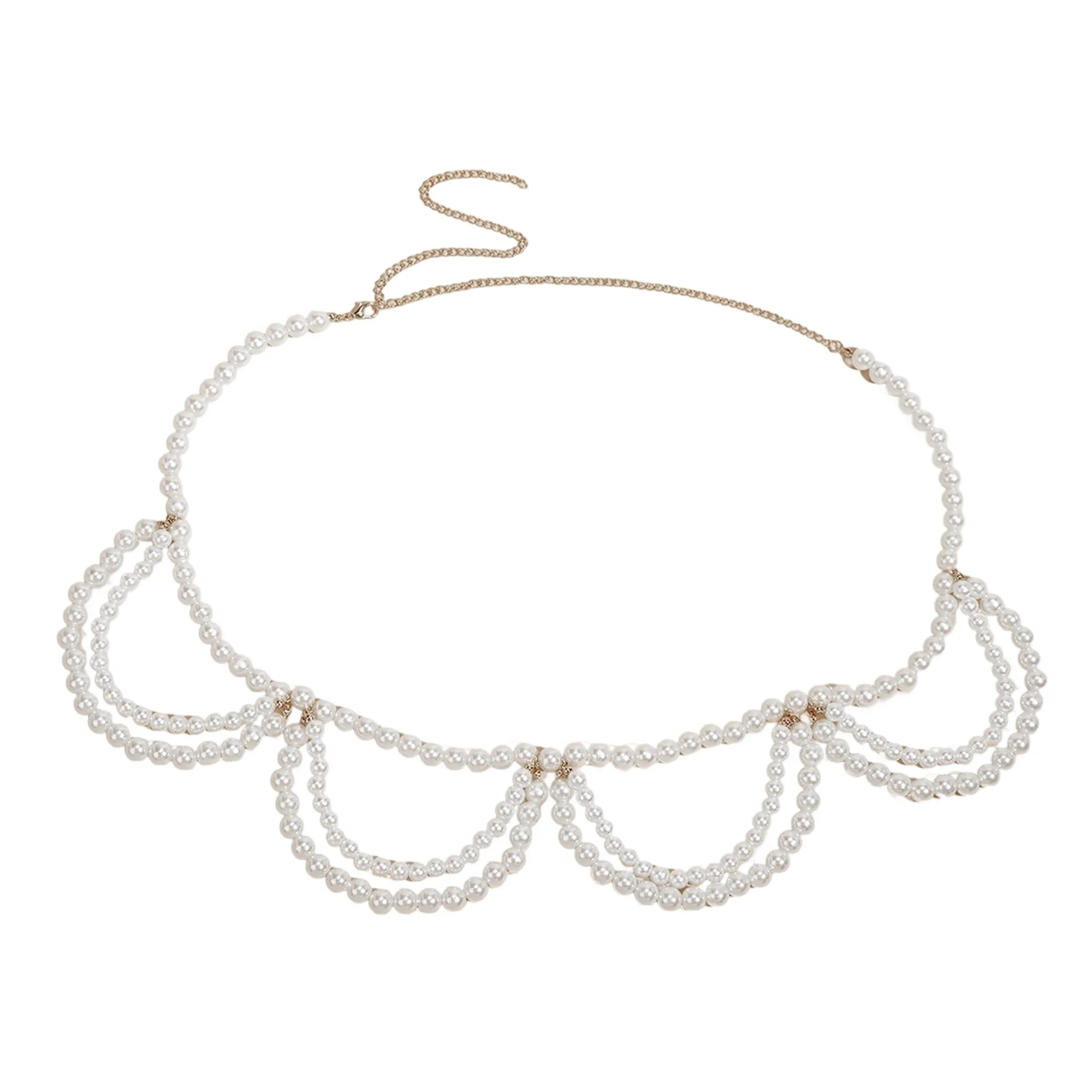 Cintura da donna con strass in cristallo, perline in vita a strati, cintura con fiori in metallo, gioielli, elegante decorazione a catena per il corpo