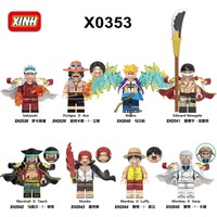 Bandai Hot Toys Cartoon Anime One Piece Building Blocks Zoro Luffy Sanji Chopper Mini Action Figures Toys Accessories Kids Gift