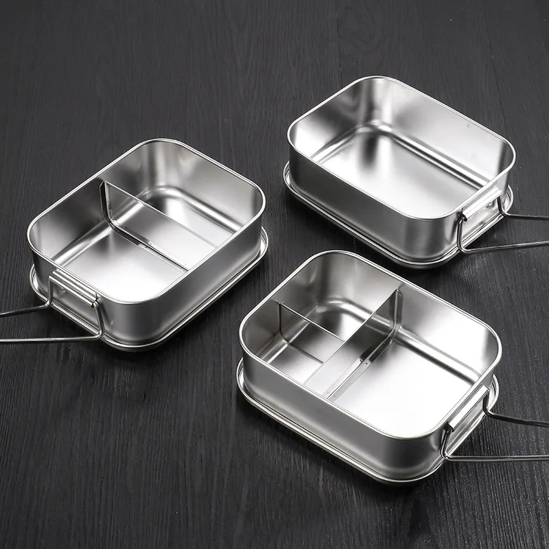 Stainless Steel Lunch Box BPA Bread Box Flexible Separation Metal Lunch Box Sustainable Suitable For Hiking Tourism