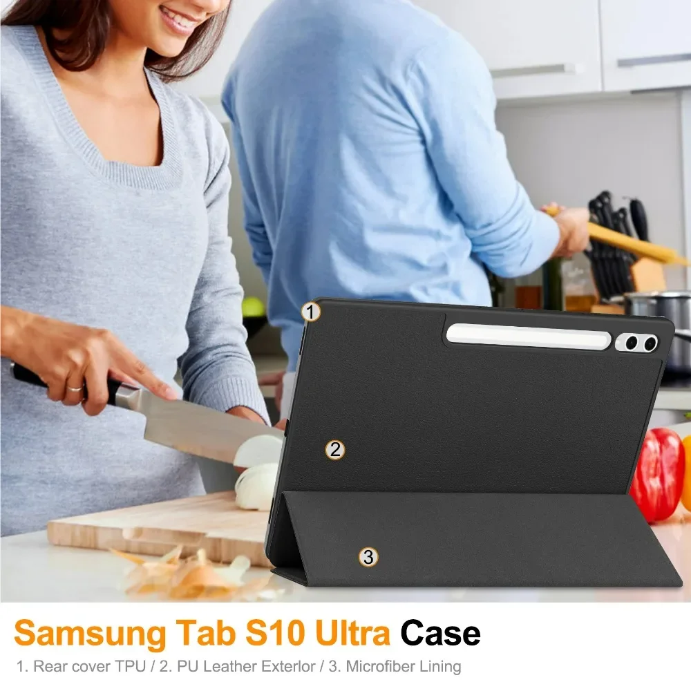 Etui na tablet Samsung Tab S10 Ultra 14,6 cala SM-X920 PU Leather TPU Back Stand Tablet dla Galaxy Tab S10 Ultra Case z uchwytem na pióro