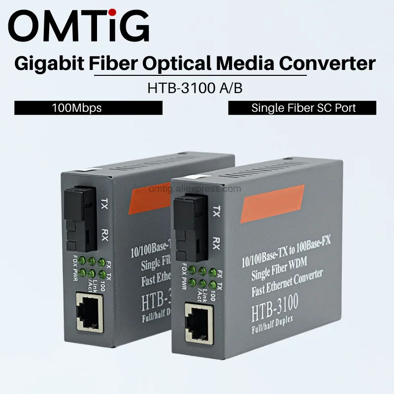 

Htb-3100 Optical Fiber Media Converter Fiber Transceiver Single Fiber Converter 25km SC 10/100M Singlemode