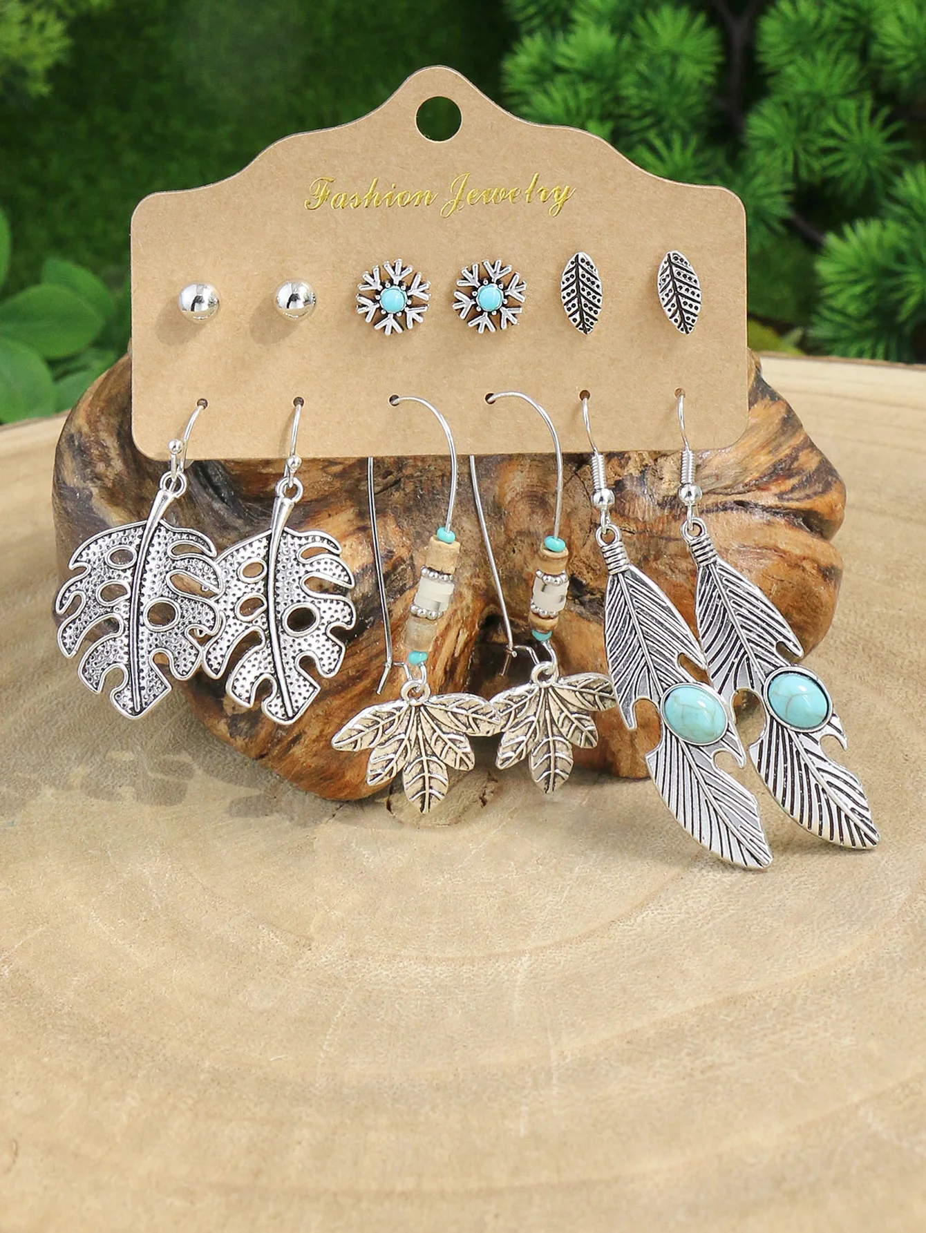 Vintage Ethnic Silver Color  Earrings for Women Boho Creative Geometric Earrings Jewelry Ear studs and earrings integrated