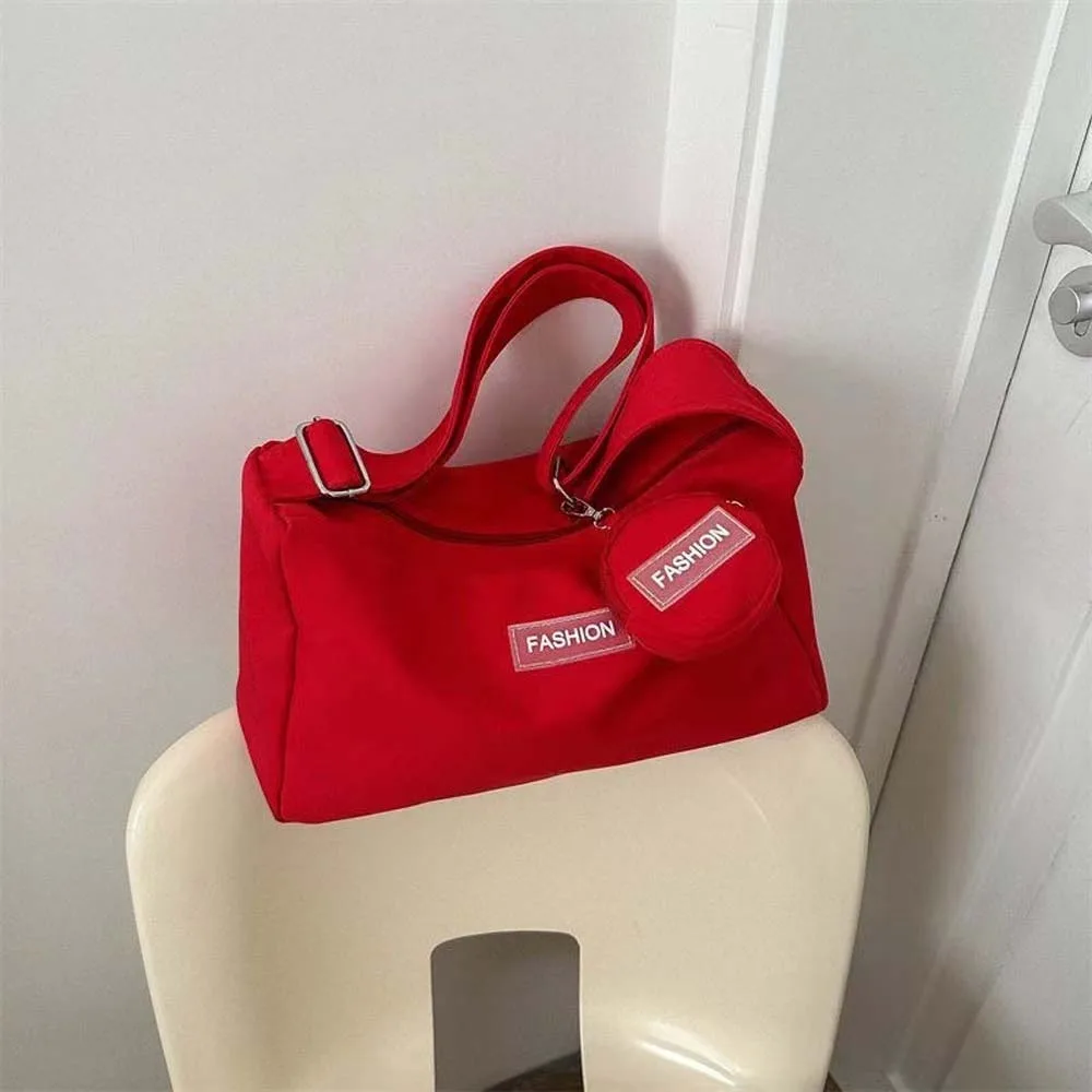 

2pcs/set Mini Round Pouch Women Sholder Bag Large Capacity Oxford Cloth Large Capacity Handbag Japanese Style Candy Color