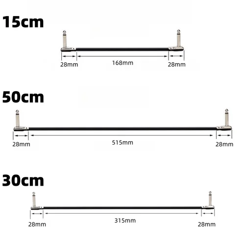 Imagen 2 del producto Cable de parches de Pedal de efecto de guitarra eléctrica, Cable plano de 6,35mm, Cable blindado de bajo ruido, Cable de placa de Pedal (15/30/50CM), 1/3/6 Uds.