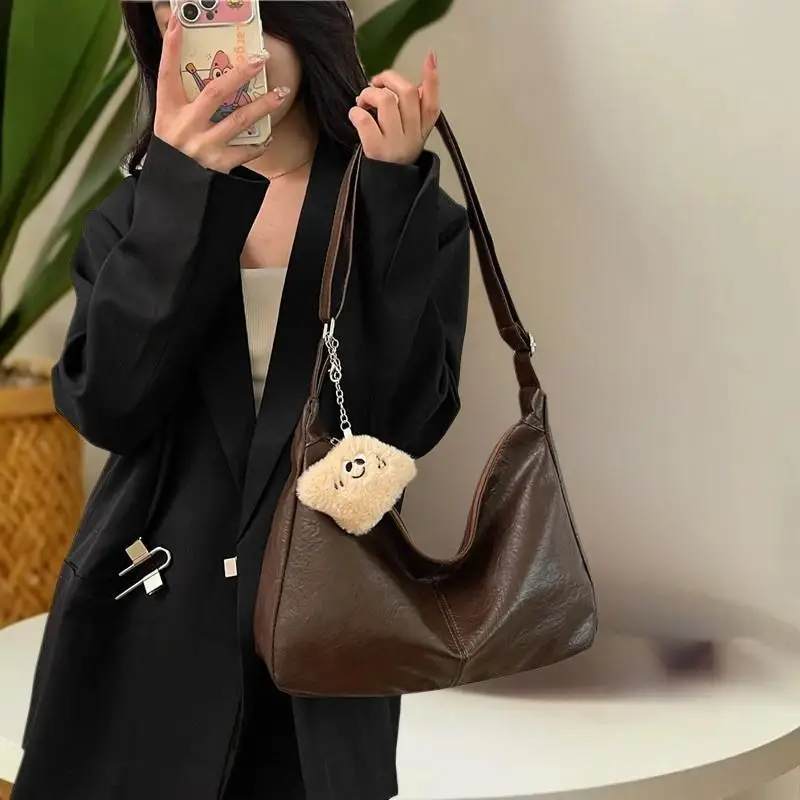 

(Лето6) Ретро-сумка через плечо из искусственной кожи, женская вместительная сумка-тоут, модная универсальная сумка для повседневного использования, подарок для женщин