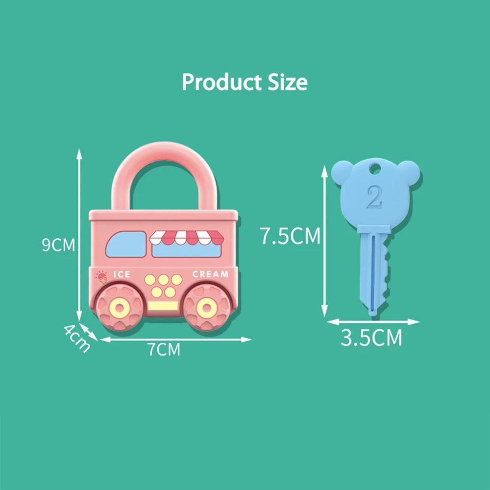 Cartoon Vehicle Lock Matching Toys For Baby Education Learning Unlocking Skills