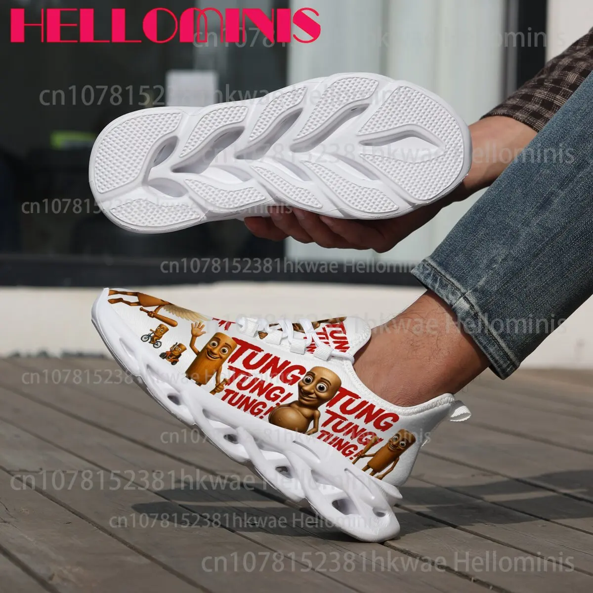 Picture 5: Tung Tung Tung Sahur Abstract Whimsical Print Casual Shoes Unisex Adult Soft Sole Lightweight Non-slip Trendy Casual Sneakers