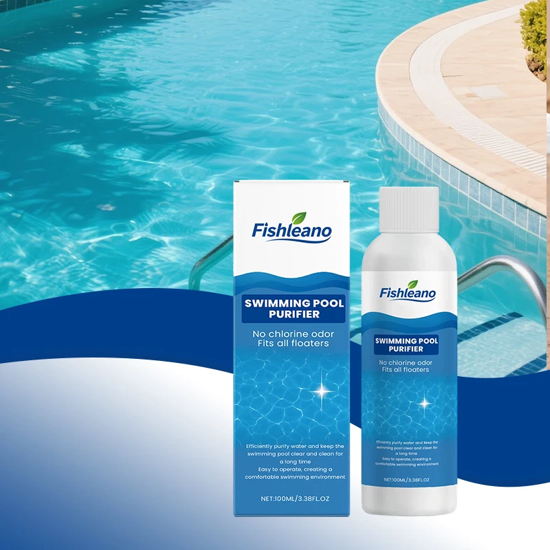 Fishleano Swimming Pool Purifier 100ml Pool Water Clarifier Cleaner No Chlorine Odor for Ponds