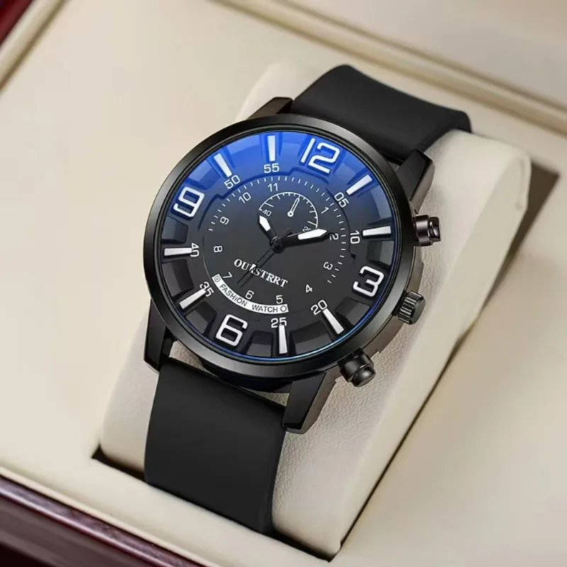 Men's Watch, Casual Blu-ray Large Dial Silicone Quartz Watch