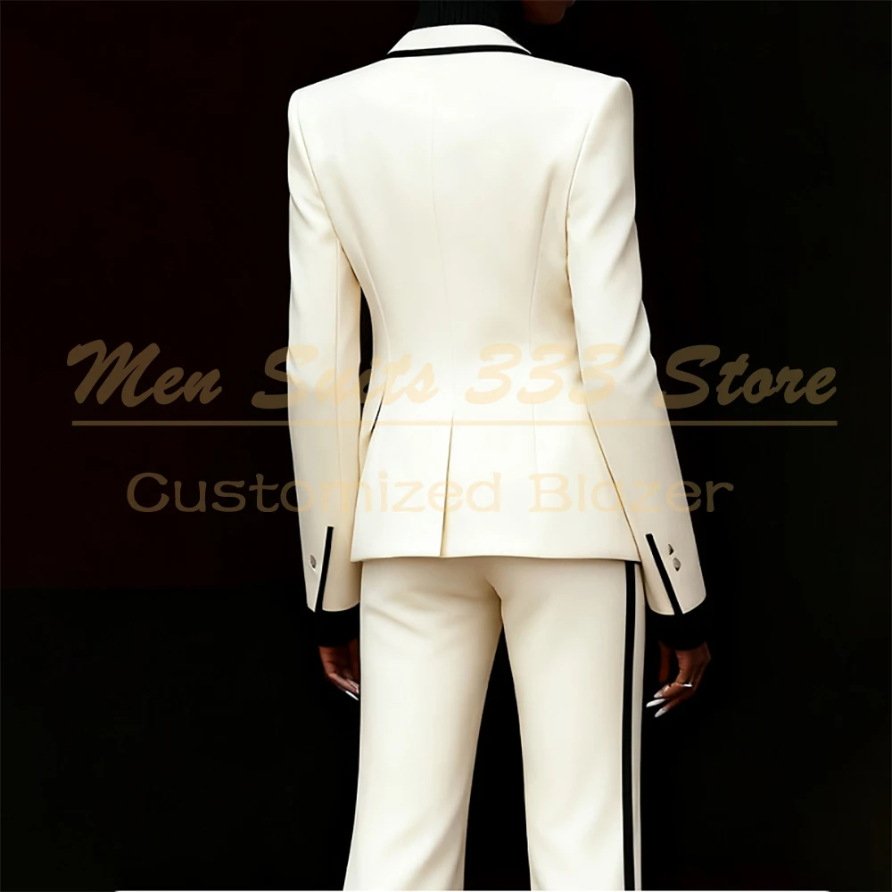 Luxe damespakken 2-delig jasje broek sets formeel kantoor enkele rij knopen piek revers slim fit vrouwelijke outfits kleding