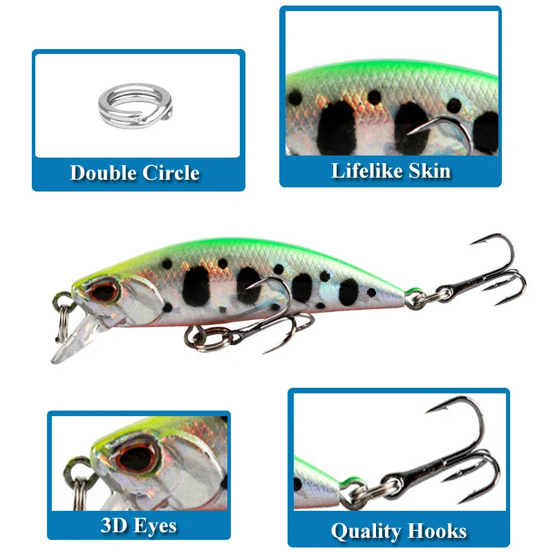 1pcs 5.5cm 5g Sinking Minnow Wobblers Fishing Lures Trout Artificial Plastic Hard Bait Jerkbait Crankbait Bass Fishing Tackle