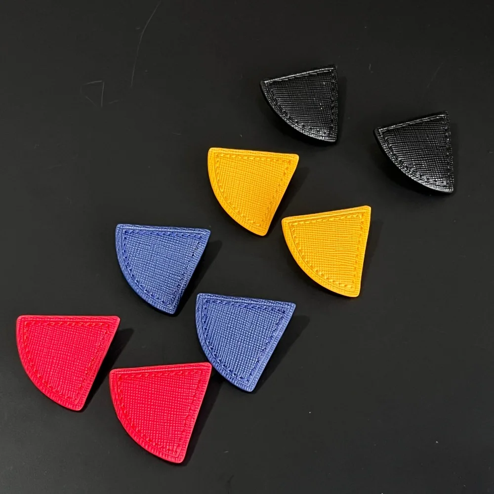 Red yellow leather triangle clip on earrings for women non piercing simple geometric jewelry dopamine jewelry