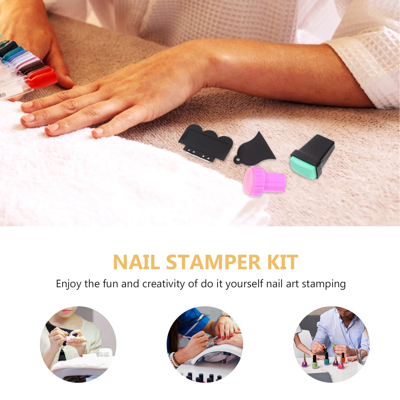 

7pcs Nail Art Stamping Kitsoft Sponge Polish Stamper Set For Wedding Party Salon Home Decoration Nail Accessories Stamper Kit