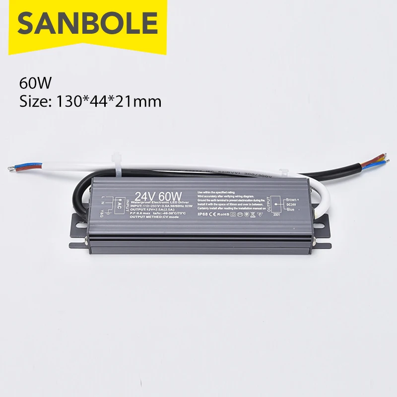 FS-60 F-80 Waterproof IP67 Switching Power Supply Thin Slim 12V 24V 60W 80W Outdoor Light LED Driver Transformer