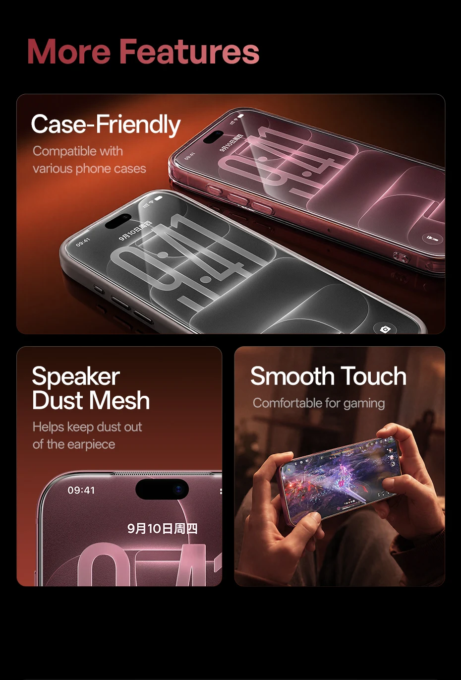 Baseus Corning Displayschutzfolie aus gehärtetem Glas für iPhone 18 17 Pro Max, Anti-Peeping, stoßfest, selbstklebend, Schutzfolie – Detail 13