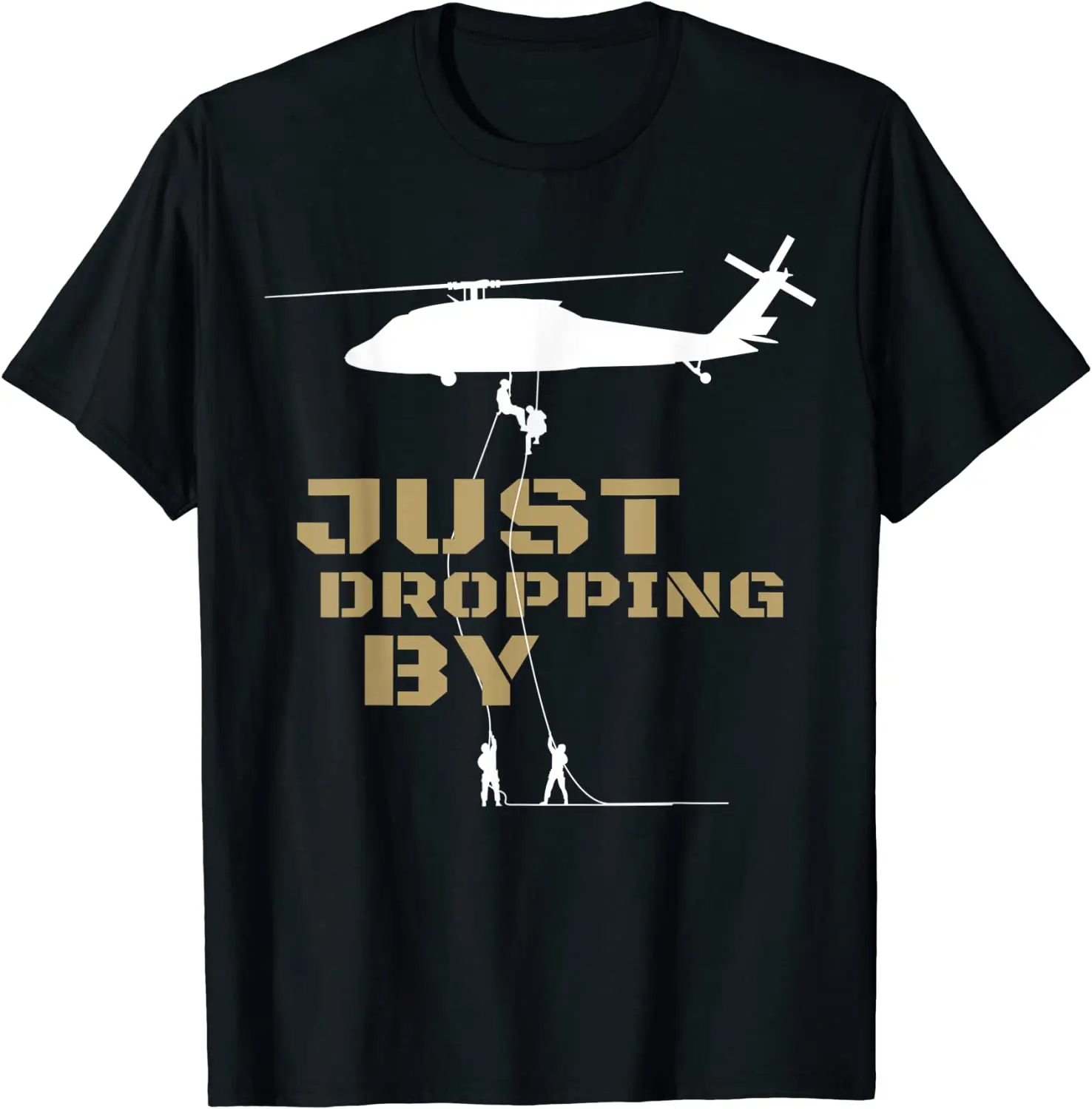 UH-60 Black Hawk Helicopter Rappelling Abseiling Soldiers Men T-Shirt Short Sleeve Casual 100% Cotton O-Neck Summer Shirt