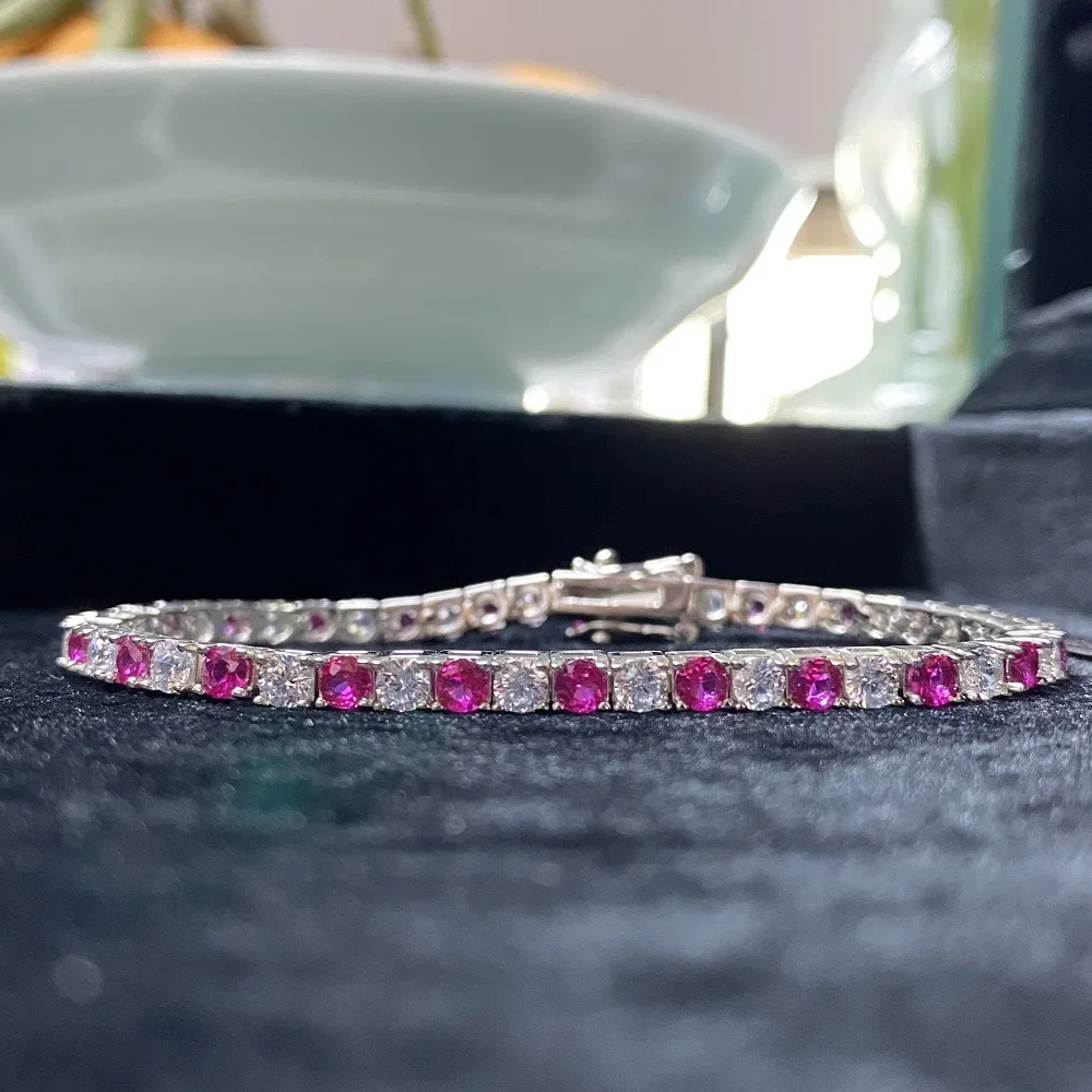 Cross-border colored zircon necklace, PT950 platinum bracelet, suitable for both men and women.