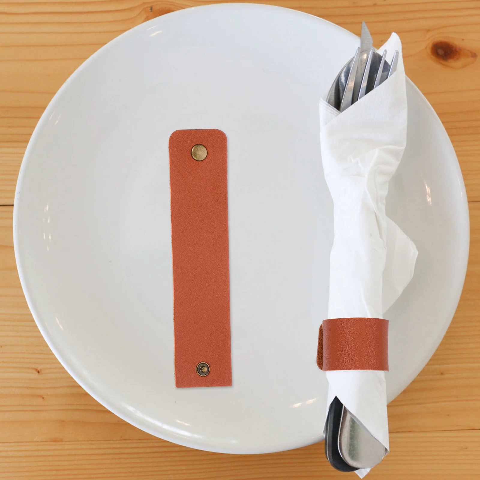 

6Pcs Napkin Rings PU Classic Reusable Napkin Holders for Wedding Banquet Dining Table Thanksgiving Party