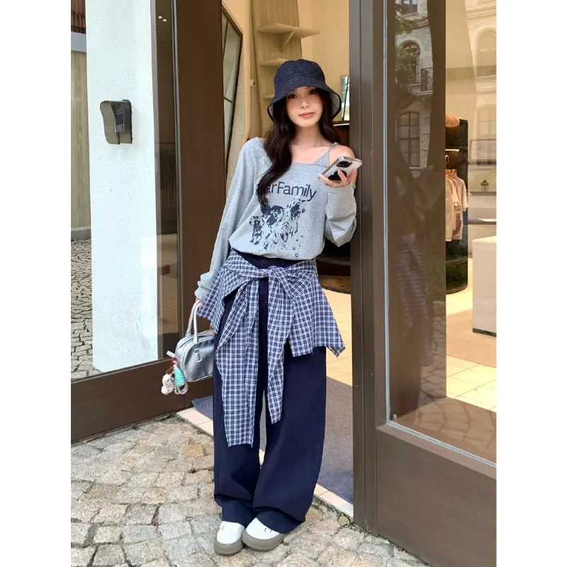 Pantalons à jambes larges pour femmes, tenues pour femmes de Style coréen, pantalons décontractés pour filles chaudes, 2025