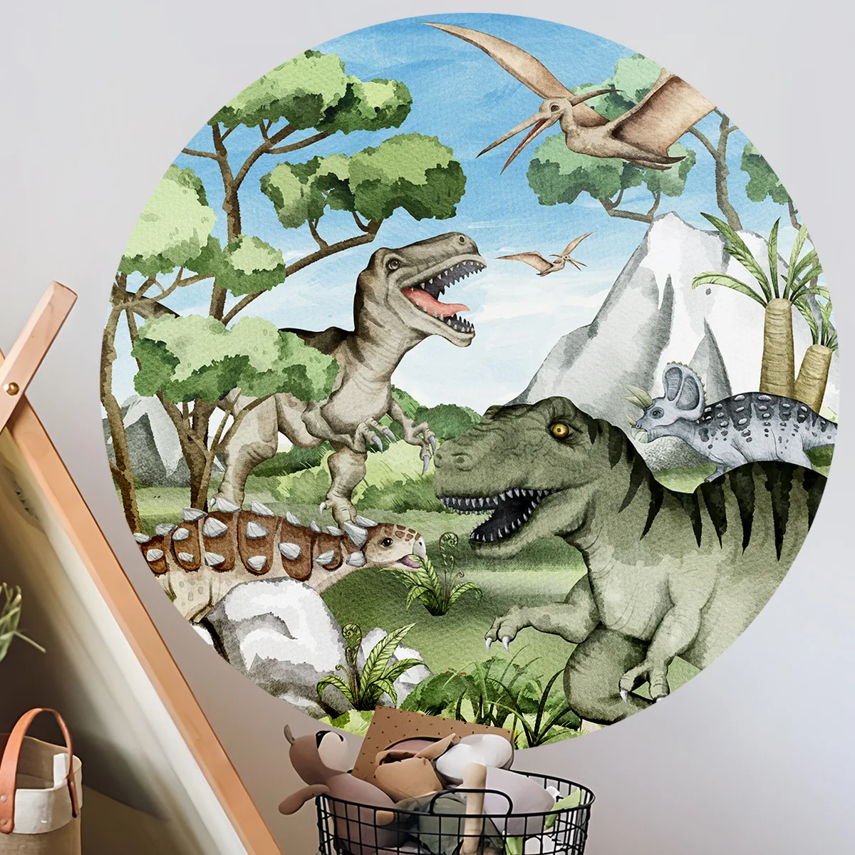 

Circular Dinosaur World Wall Sticker Self-Adhesive Vinyl Decals Children Nursery Bedroom Wallpaper for Kids Room Home Decoration