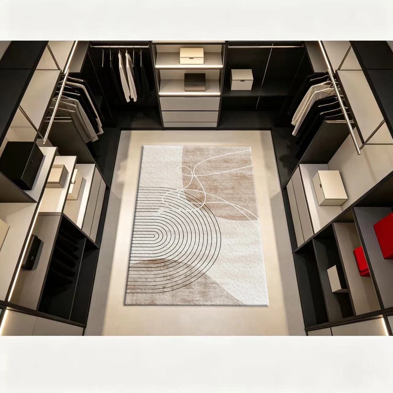 Bohemian Style Abstract Curve Carpet Retro Texture Carpet Bedroom Living Room Decorative Carpet