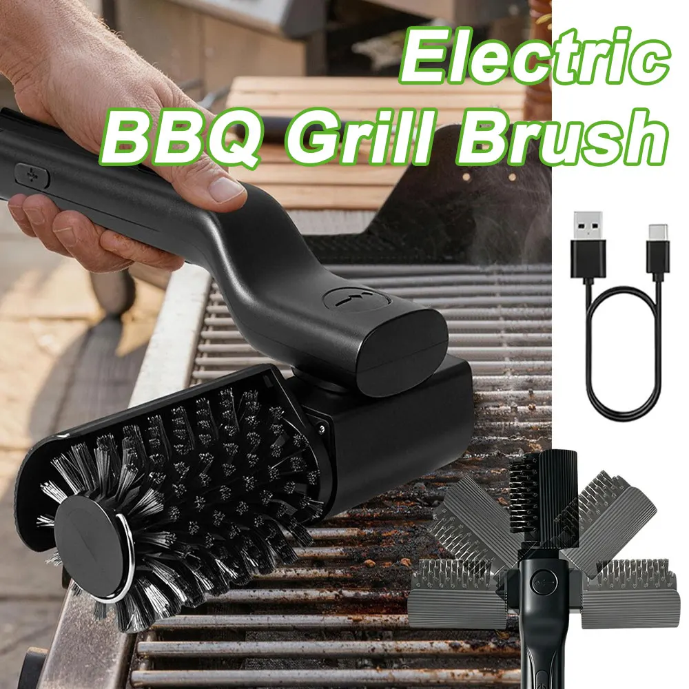 

Electric BBQ Grill Brush, Cordless Rechargeable Grill Cleaning Brush with Stainless Steel Brush Head, Cleaner for BBQ Grate