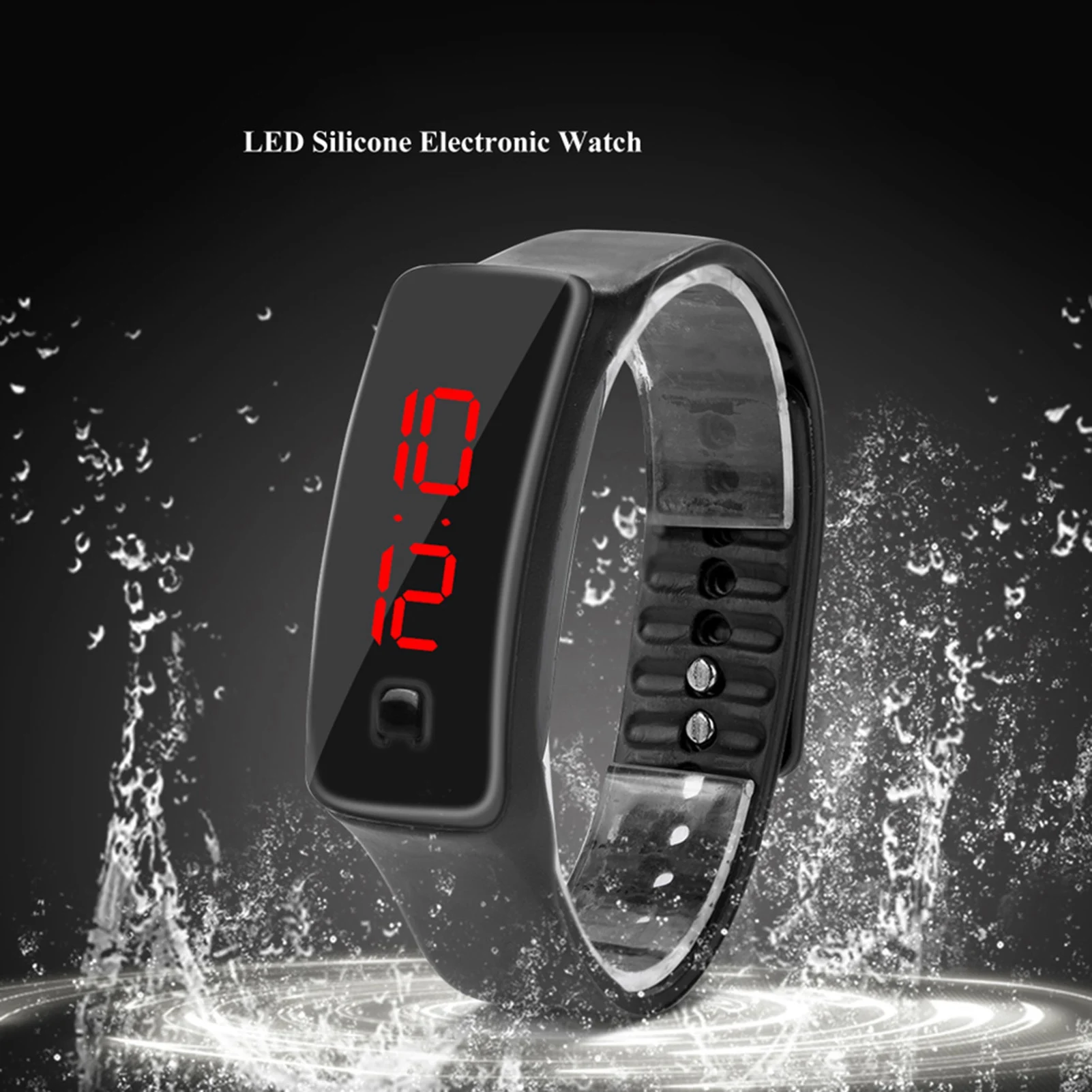 LED Digital Watch Sport Digital Watch LED Watch Sports Silicone Strap Digital 12‑Hour  Electronic Display Wristwatch Watch