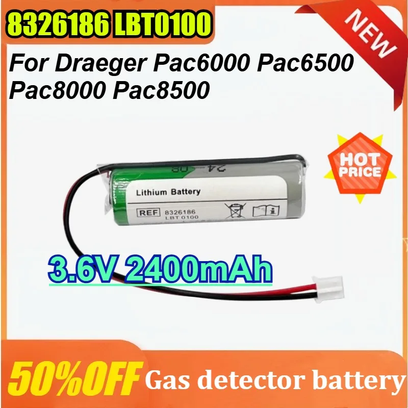 

New 8326186 LBT0100 3.6V 2400mAh for Drager PAC6000 XENO XL-060F PAC6500/8000/8500 Gas Detector Battery Non-rechargeable battery